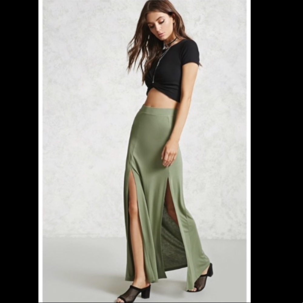 F21 Contemporary Charcoal Grey Maxi Skirt